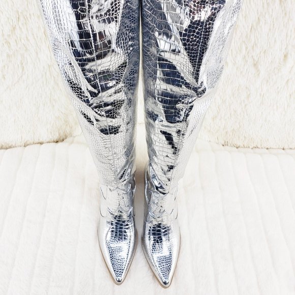Centura Silver Country Western thigh high Cowgirl Boots Restocked - Picture 13 of 15